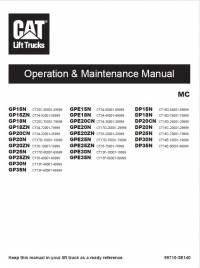 repair manual Cat GP15N to 35N, GPE15N to E35N, DP15N to 35N MC 99710-3E140 Operation and Maintenance Manual PDF