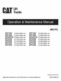 repair manual Cat Lift Truck GP15N to GP35N, DP15N to DP35N MC/FC 99710-6E130 Operation and Maintenance Manual