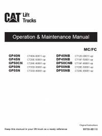 repair manual Cat Lift Truck MC/FC GP40N to GP55N, DP40NB to DP55NB Operation and Maintenance Manual