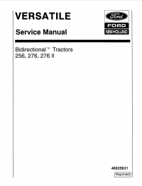 repair manual New Holland Ford Versatile Bidirectional 256, 276, 276 II Tractor Service Manual PDF