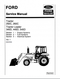 repair manual New Holland Ford Tractor 250C, 260C Tractor Loader 345D, 445D, 545D Service Manual PDF