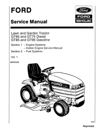 repair manual New Holland Ford Lawn and Garden Tractor GT65, GT75 Diesel, GT85, GT95 Gasoline Service Manual PDF