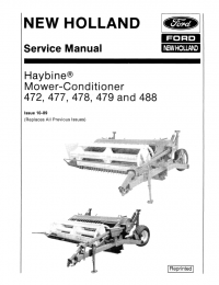 repair manual New Holland Ford Haybinne Mower-Conditioner 472, 477, 478, 479, 488 Service Manual PDF