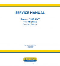 repair manual New Holland BoomerTM 54D CVT Tier 4B final Compact Tractor Service Manual PDF