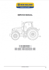 repair manual New Holland T7.240, T7.245 With cabine, 18X6 transmission, 4WD Service Manual PDF
