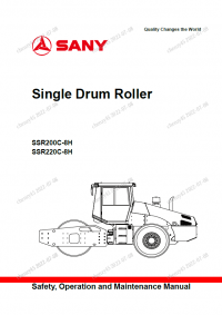 repair manual Sany Single Drum Roller SSR200C-8H, SSR220C-8H Safety Operation and Maintenance Manual PDF
