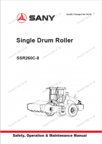 repair manual Sany Single Drum Roller SSR260C-8 Safety, Operation, and Maintenance Manual PDF