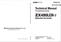 repair manual Hitachi Hydraulic Excavator  ZX490LCH-7 Troubleshooting Technical Manual PDF