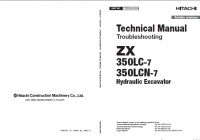 repair manual Hitachi Hydraulic Excavator ZX350LC-7, ZX350LCN-7 Troubleshooting Technical Manual PDF