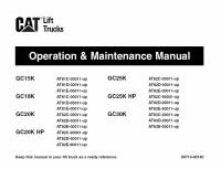 repair manual Cat Lift Trucks GC15K, GC18K, GC20K, GC20K HP, GC25K, GC25K HP, GC30K Operation & Maintenance Manual