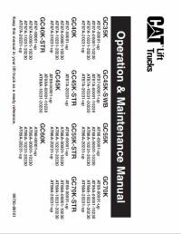repair manual Cat Lift Trucks GC35/40/45/55/60/70K, GC40/45/55/70K-STR, GC45K-SWB Operation Maintenance Manual PDF