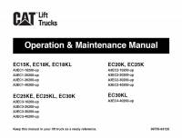 repair manual Cat Lift Trucks EC15/18K, EC18KL, EC20K, EC25K/KE/KL, EC30K/L Operation & Maintenance Manual PDF