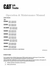 repair manual Cat Lift Trucks E3000, E3500, EC4000, E4000, E5000, E5500, EX5000, E6000, E6500 OMM PDF