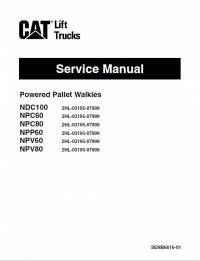 repair manual Cat Powered Pallet Walkies NDC100, NPC60, NPC80, NPP60, NPV60, NPV80 Service Manual PDF
