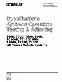repair manual Cat Lift Trucks T60D-T90D, TC100D, TC120D PRH, T100D, T125D, T150D Vehicle Systems Testing Adjusting