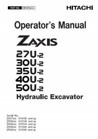repair manual Hitachi Excavator Zaxis 27U-2, 30U-2, 35U-2, 40U-2, 50U-2 Operator’s Manual PDF