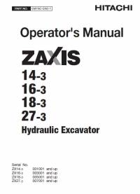 repair manual Hitachi Hydraulic Excavator Zaxis 14-3, 16-3, 18-3, 27-3 Operator’s Manual PDF