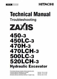 repair manual Hitachi Excavator Zaxis 450(LC)-3, 470(LC)H-3, 500LC-3, 520LCH-3 Technical Manual PDF