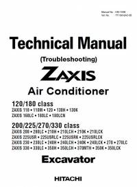repair manual Hitachi Air Conditioner Excavator Zaxis 120/180 class, 200/225/270/330 class Troubleshooting PDF