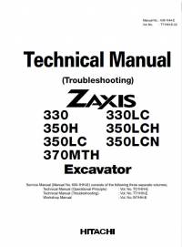 repair manual Hitachi Excavator Zaxis 330(LC), 350(LC)H, 350LC(N), 370MTH Troubleshooting Technical Manual PDF
