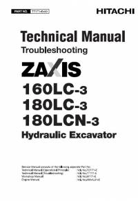 repair manual Hitachi Hydraulic Excavator Zaxis 160LC-3, 180LC-3, 180LCN-3 Troubleshooting Technical Manual PDF