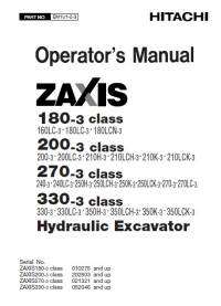 repair manual Hitachi Hydraulic Excavator Zaxis 180-3, 200-3, 270-3, 330-3 Class Operator’s Manual PDF