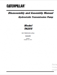 repair manual Caterpillar Telehandler TH255 Hydrostatic Transmission Pump Disassembly and Assembly Manual PDF