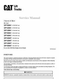 repair manual Cat Lift Trucks DP100N1/NT, DP120N1/NT, DP135N1/NT, DP150N1/NT, DP160N1 FC/LC Service Manual PDF