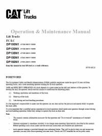 repair manual Cat Lift Trucks DP100N1, DP120N1, DP135N1, DP150N1, DP160N1 Operation & Maintenance Manual PDF