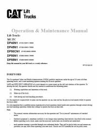 repair manual Cat Lift Trucks DP40N1, DP45N1, DP50CN1, DP50N1, DP55N1 Operation & Maintenance Manual PDF