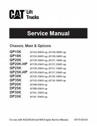 repair manual Cat Lift Trucks GP15K/18K/20K/20KHP/25K/25KHP/30K/35K, DP20K/25K/30K/35K Service Manual PDF