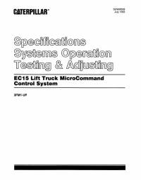 repair manual Cat Lift Trucks EC15 Specifications Systems Operation Testing & Adjusting Manual PDF