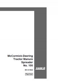 repair manual Case McCormick-Deering Tractor Manure Spreader No.100 Instruction Manual PDF