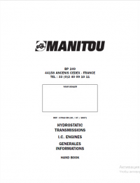 repair manual Manitou HYDROSTATIC TRANSMISSIONS I.C. ENGINES GENERALES INFORMATIONS Hand Book PDF