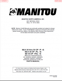 spare parts catalog Manitou M2/4 30 thru 50 CP-P-G, M2/4 30 CP-PL-G, M2 30 CP-PXL-G Parts Manual PDF