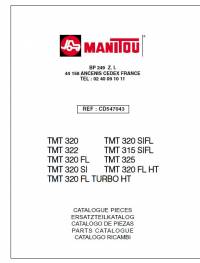 spare parts catalog Manitou TMT 320, 322, 320FL, 320SI, 320FL Turbo HT, 320 SIFL, 315 SIFL, 320FL HT Parts Catalog PDF