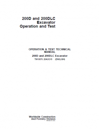 repair manual John Deere 200D and 200DLC Excavator Operation and Text Technical Manual PDF