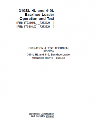 repair manual John Deere 310SL HL and 410L Backhoe Loader Operation and Test Technical Manual PDF