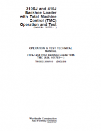 repair manual John Deere 310SJ and 410J Backhoe Loader Operation and Test Technical Manual PDF TM10852