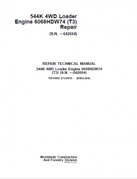 repair manual John Deere 544K 4WD Loader Engine 6068HDW74 (T3) Repair Technical Manual PDF