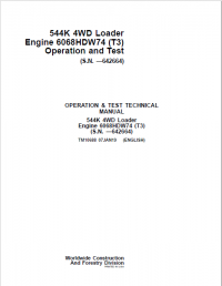 repair manual John Deere 544K 4WD Loader Engine 6068HDW74 (T3) Operation and Test Technical Manual PDF