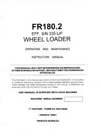 repair manual FiatAllis FR180.2 Wheel Loader Operation Maintenance Instruction And Service Manual PDF