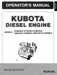 repair manual Kubota Diesel Engines D1503/1703/1803-M-E, V2003/2203/2403-M-E, V2003-M-T-E Operators Manual PDF