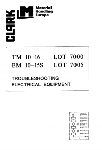 repair manual Clark Forklift TM 10-16, EM 10-15S Troubleshooting Electrical Equipment PDF
