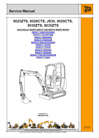 repair manual JCB Mini Excavators 8025ZTS, 8026CTS, JS30, 8029CTS, 8030ZTS, 8035ZTS Service Manual PDF