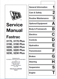 repair manual JCB Tractors Fastrac 3170, 3190, 3200, 3220, 3230 Plus Series Service Manual PDF