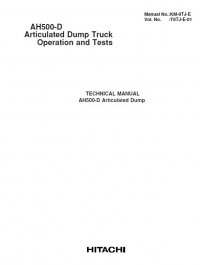 repair manual Hitachi Articulated Dump Truck AH500-D Operation and Tests Technical Manual PDF