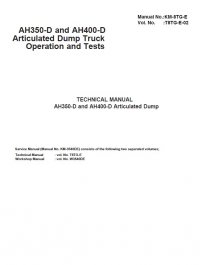 repair manual Hitachi Articulated Dump Trucks AH350-D, AH400-D Operation and Tests Technical Manual PDF