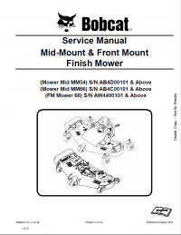 repair manual Bobcat MM54, MM66, 66 Mid-Mount, Front Mount, Finish Mowers Service Manuals PDF