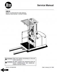 repair manual BT OE35 Electric Counterbalanced Order Selector Service And Parts Manuals PDF